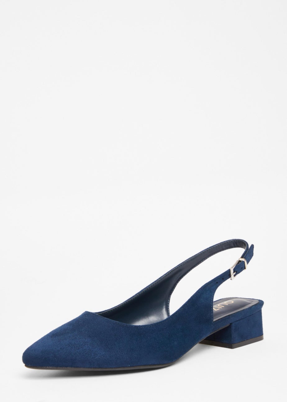 Quiz Navy Wide Fit Faux Suede Pumps