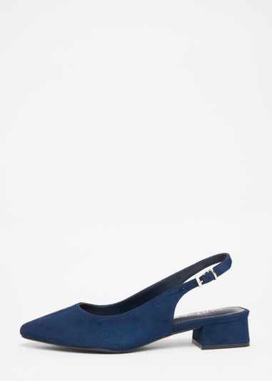 Quiz Navy Wide Fit Faux Suede Pumps