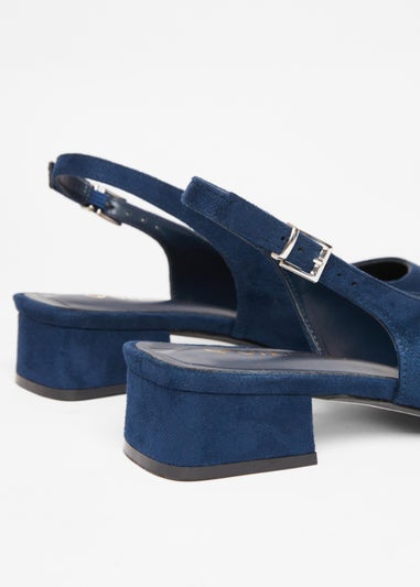 Quiz Navy Wide Fit Faux Suede Pumps