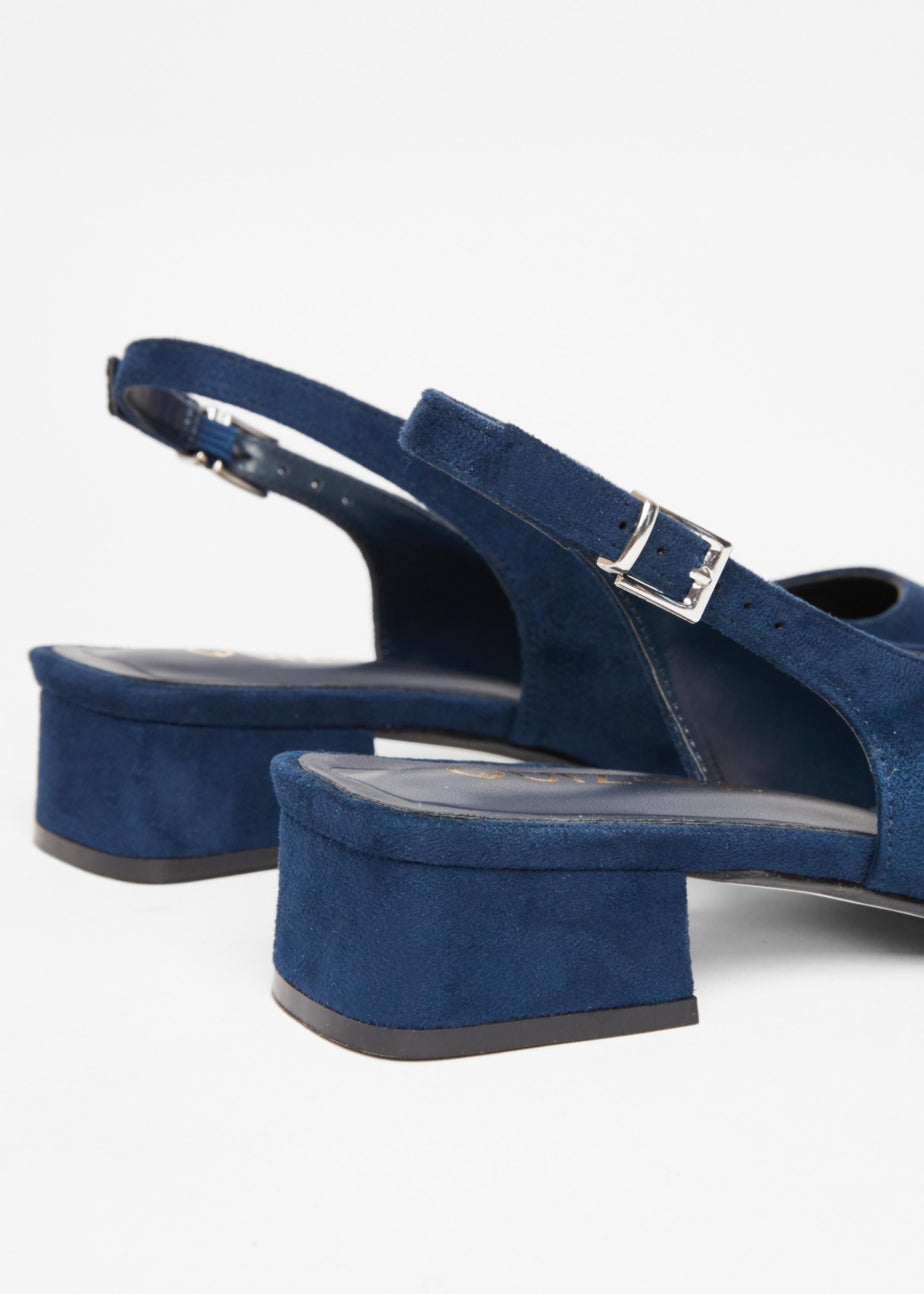 Quiz Navy Wide Fit Faux Suede Pumps