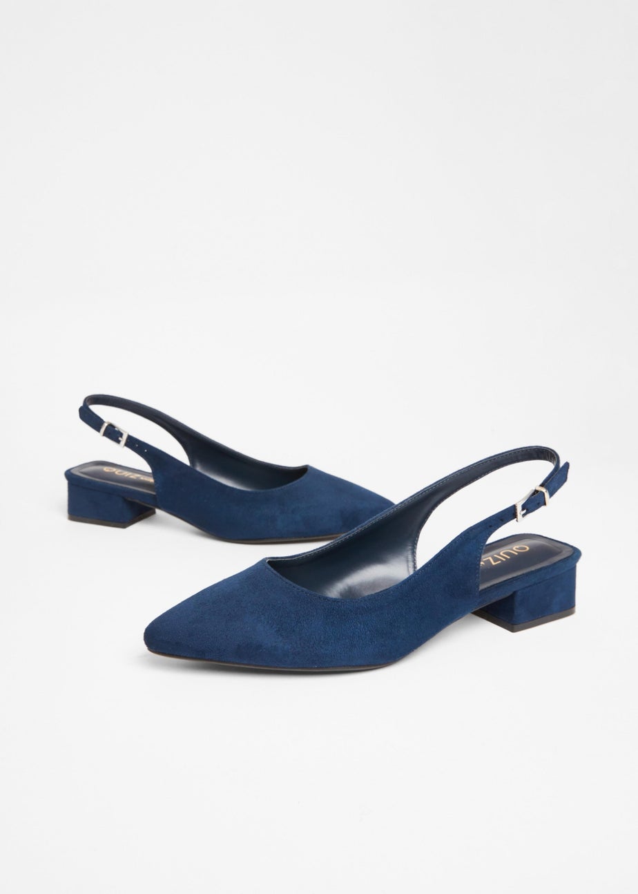 Quiz Navy Wide Fit Faux Suede Pumps