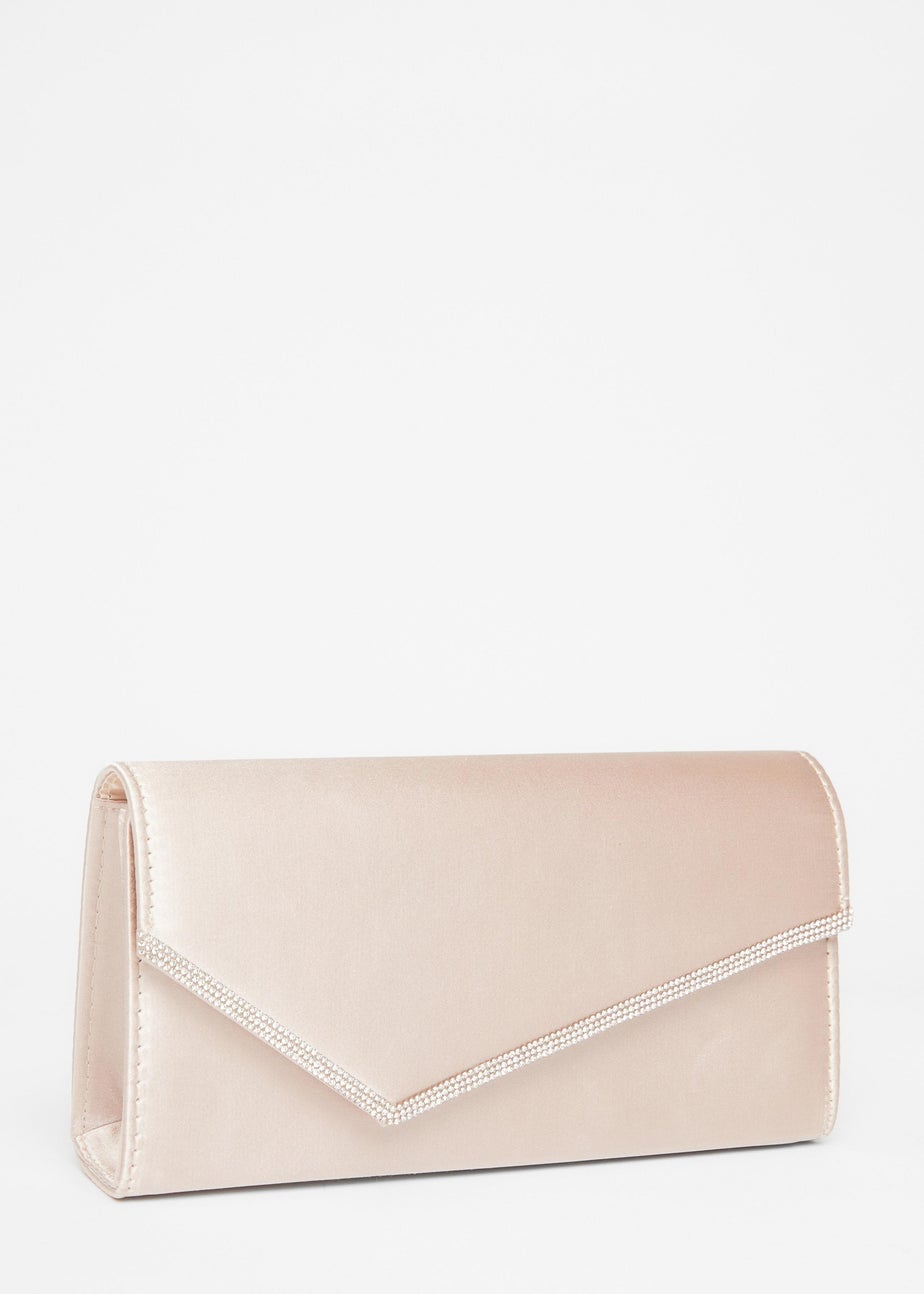 Quiz Cream Diamante Envelope Clutch