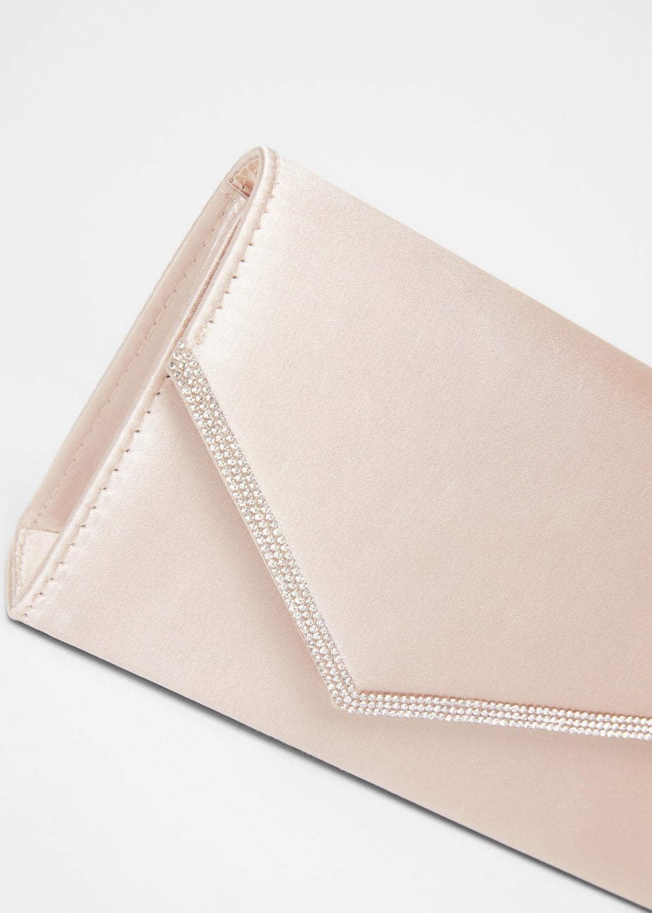 Quiz Cream Diamante Envelope Clutch