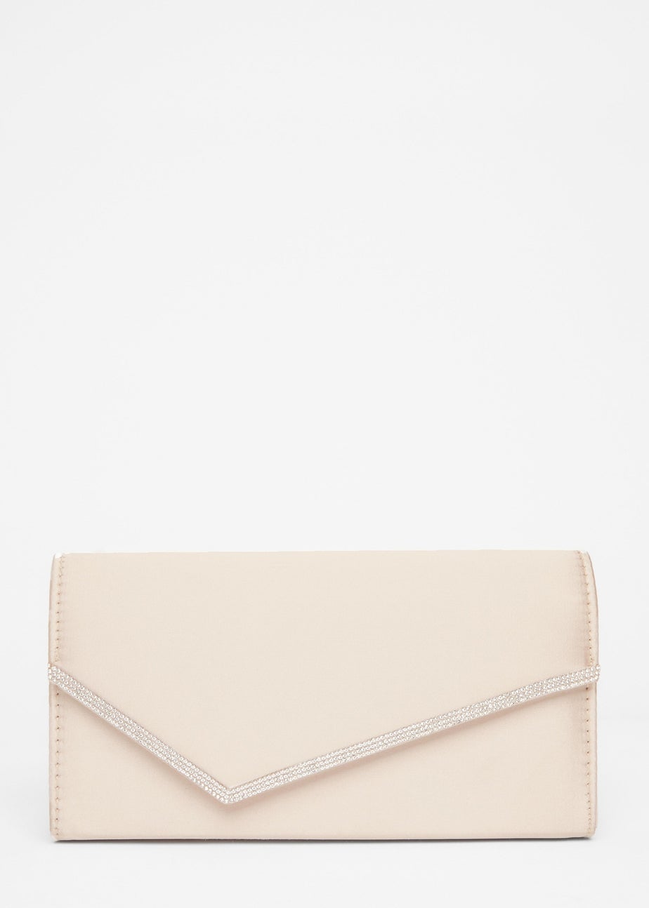 Quiz Cream Diamante Envelope Clutch