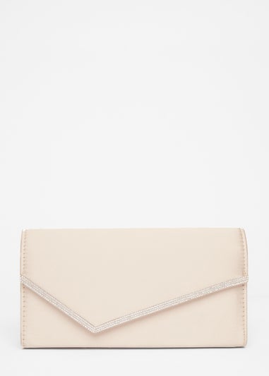 Quiz Cream Diamante Envelope Clutch