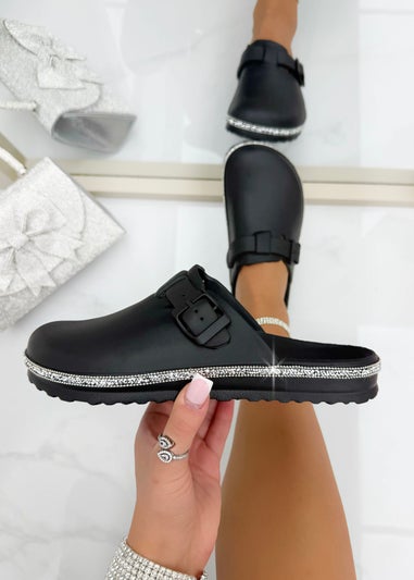 Love Lemonade Black Crystal Trim Luxe Lightweight Clogs