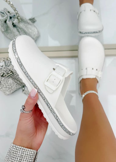 Love Lemonade White Crystal Trim Luxe Lightweight Clogs