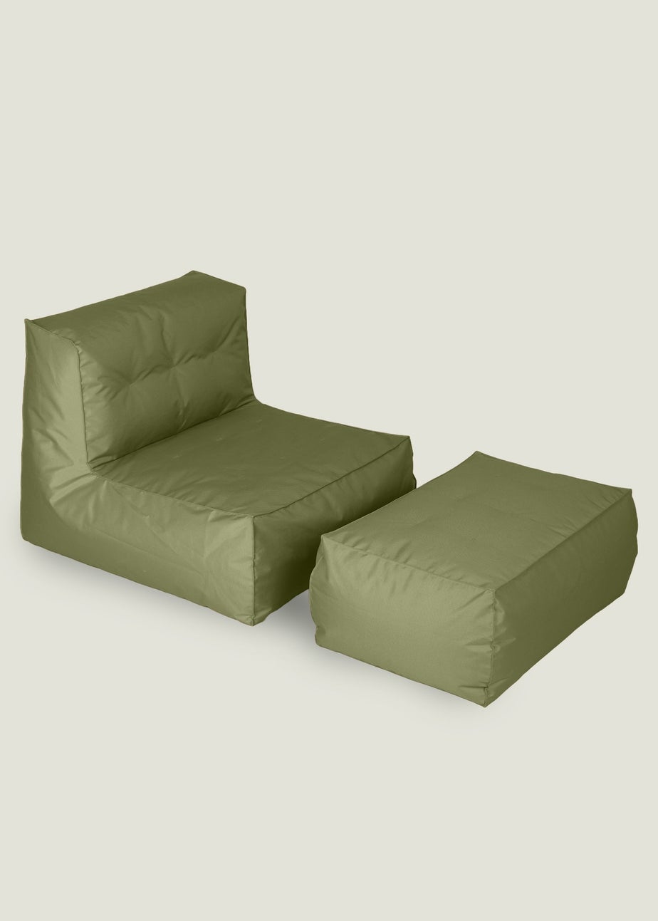 Kaikoo Khaki Indoor-Outdoor Lounger With Stool
