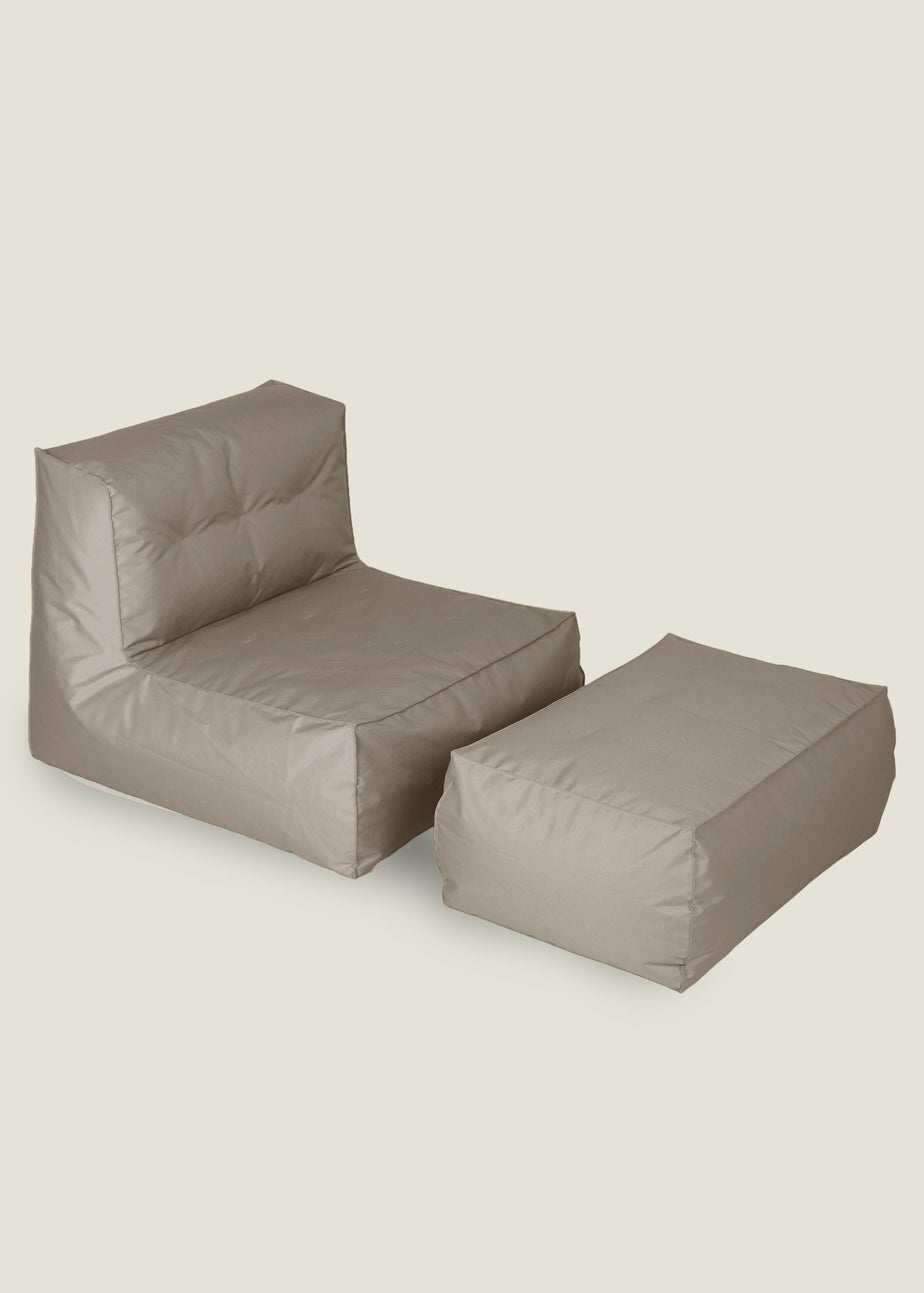 Kaikoo Taupe Indoor-Outdoor Lounger With Stool