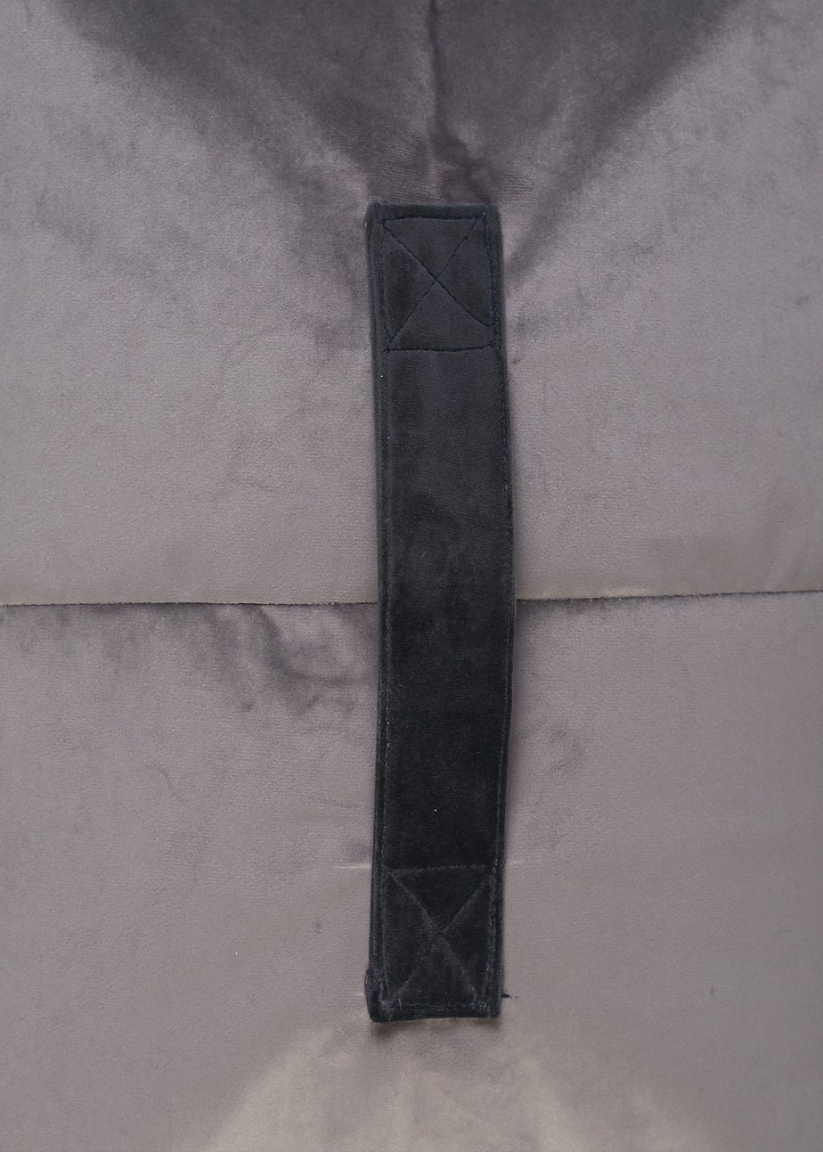 Kaikoo Grey Velvet Stool With Black Contrast Piping