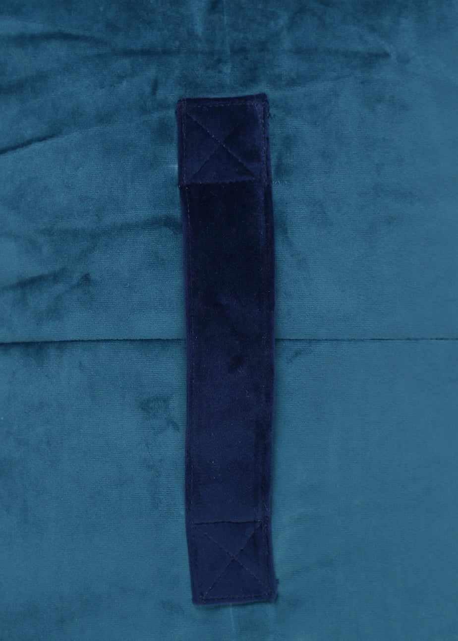 Kaikoo Teal Velvet Stool With Blue Contrast Piping