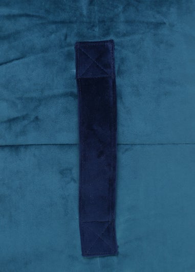 Kaikoo Teal Velvet Stool With Blue Contrast Piping