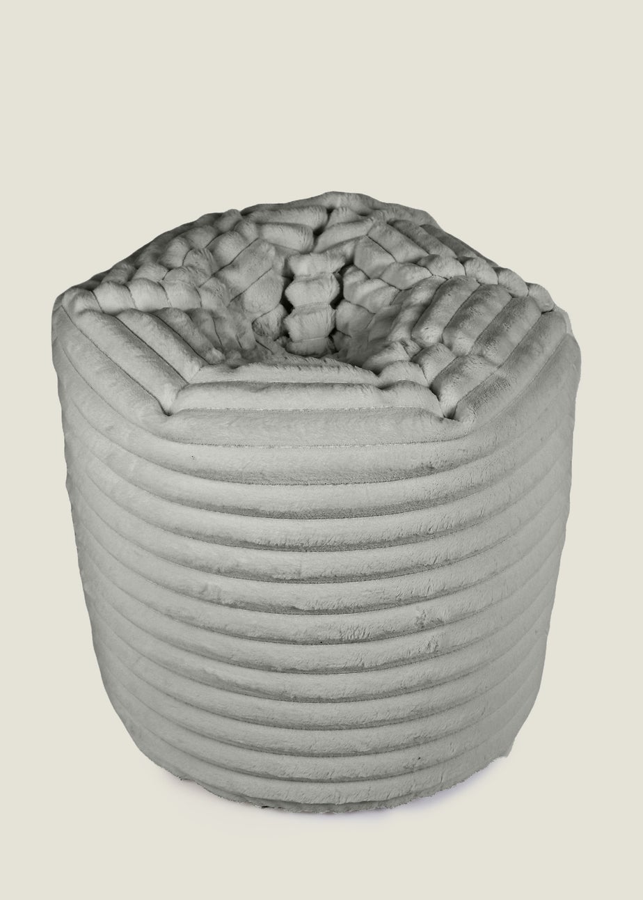 Kaikoo Grey Lazer Cut Fur Beanbag