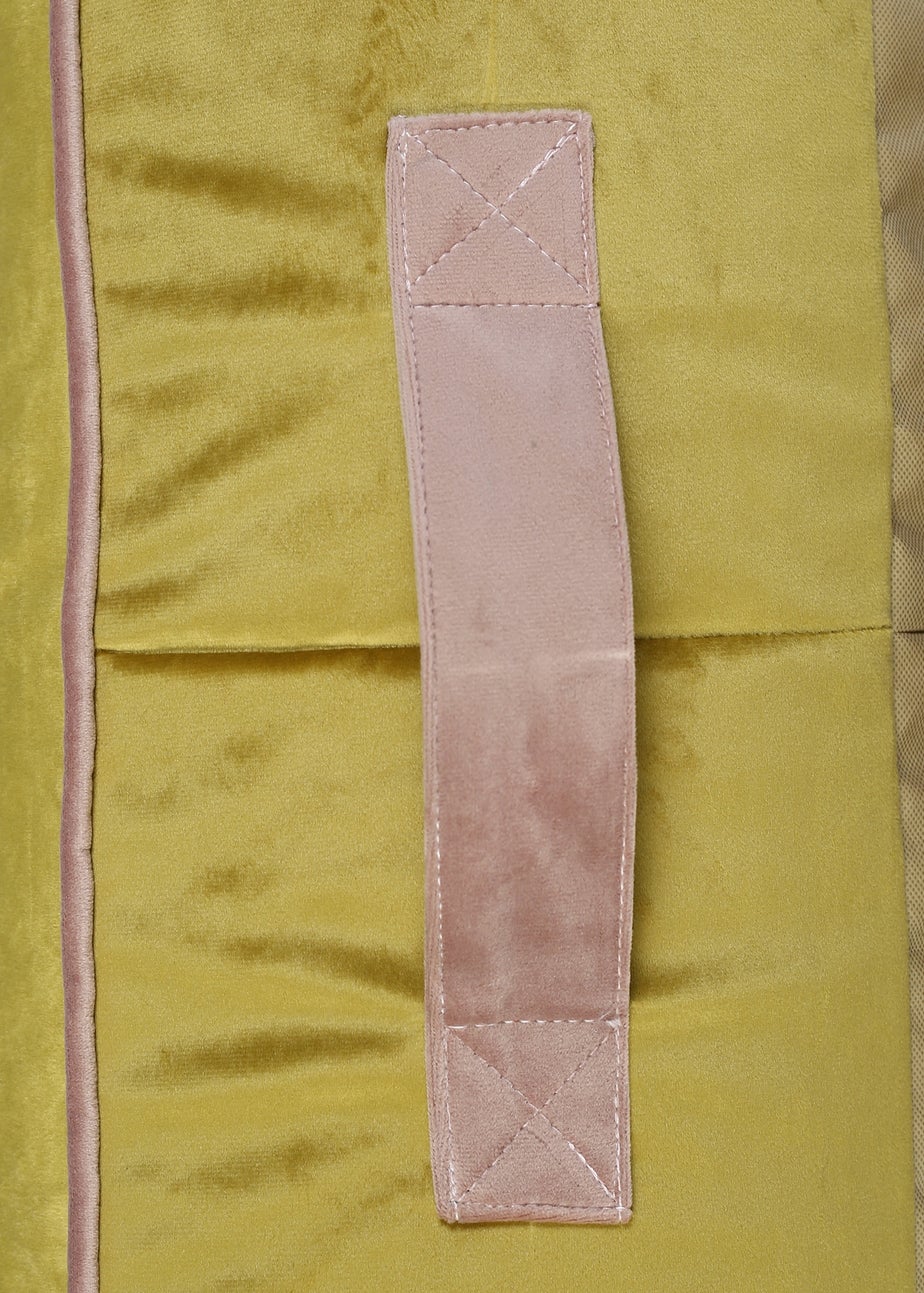 Kaikoo Gold Velvet Stool With Pink Contrast Piping