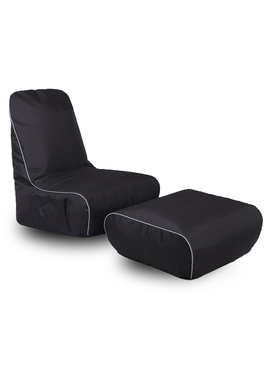 Kaikoo Black Rock Gamer Chair With Stool