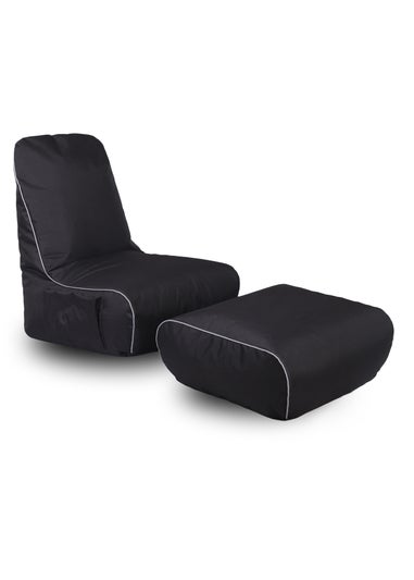 Kaikoo Black Rock Gamer Chair With Stool