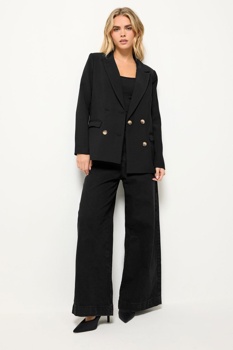 PixieGirl Petite Black Tailored Double Breasted Blazer
