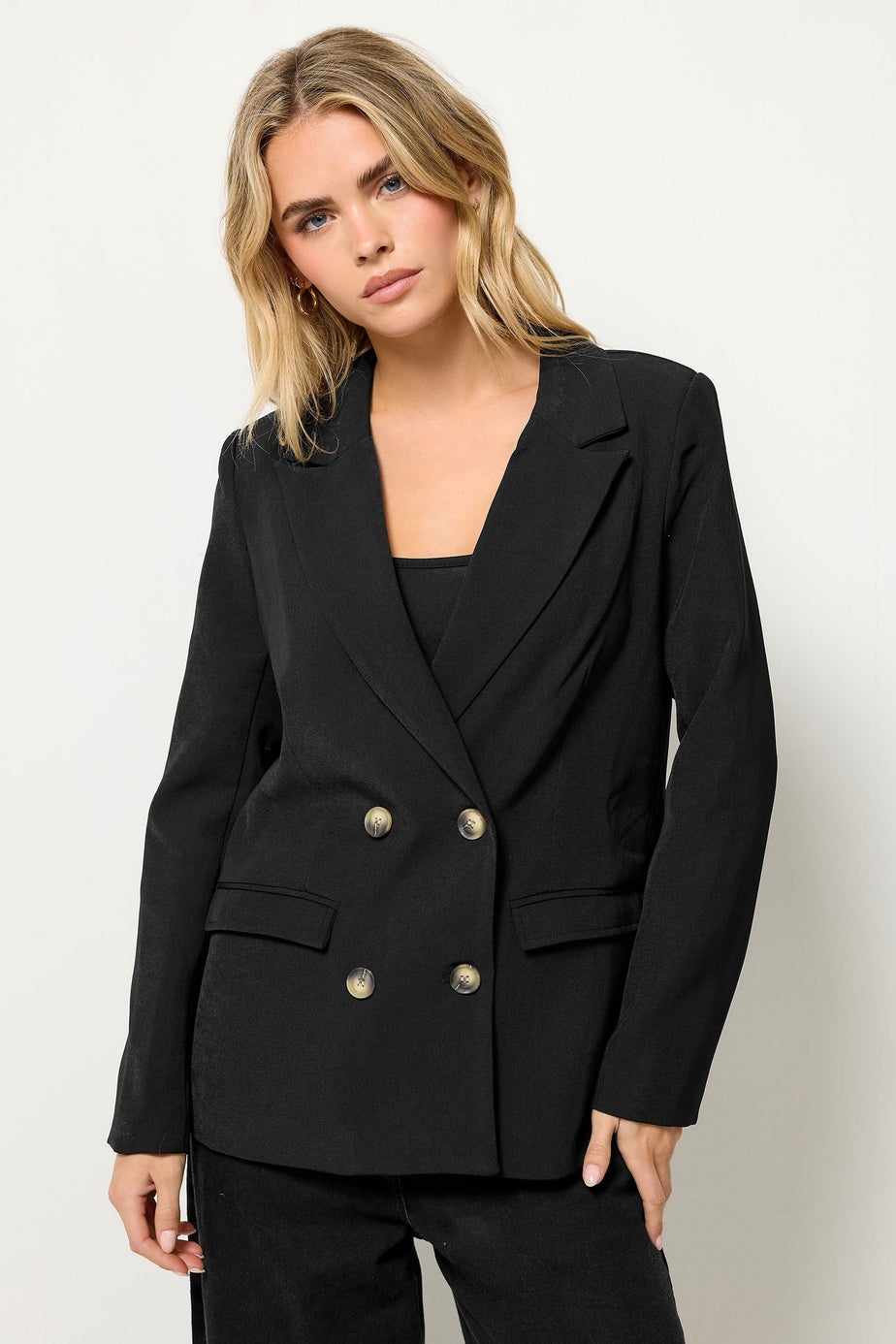PixieGirl Petite Black Tailored Double Breasted Blazer