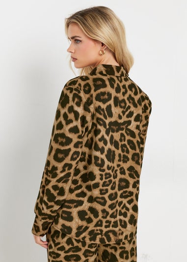 PixieGirl Petite Brown Leopard Print Long Sleeve Shirt