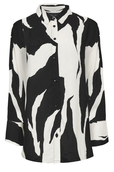 PixieGirl Petite Black Mono Abstract Print Shirt