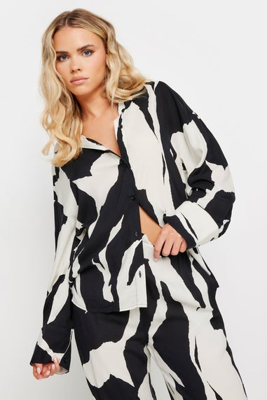 PixieGirl Petite Black Mono Abstract Print Shirt