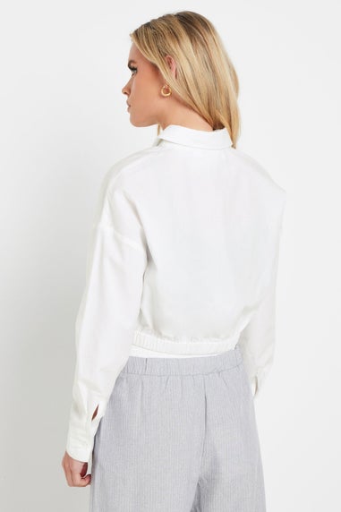 PixieGirl Petite White Cotton Elasticated Hem Shirt