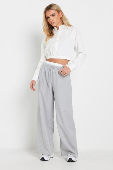 PixieGirl Petite White Cotton Elasticated Hem Shirt