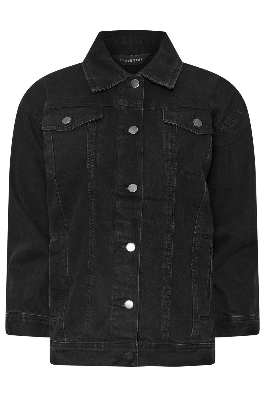 PixieGirl Petite Black Washed Oversized Denim Jacket