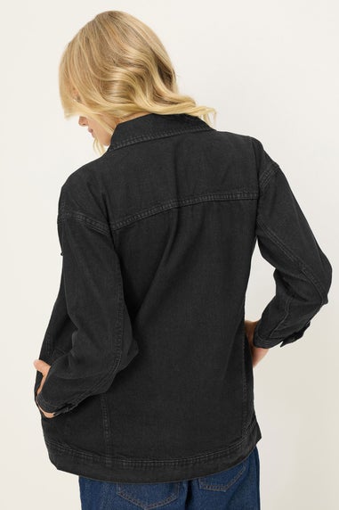 PixieGirl Petite Black Washed Oversized Denim Jacket