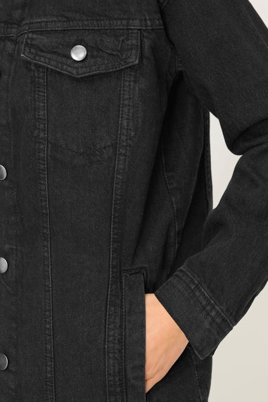 PixieGirl Petite Black Washed Oversized Denim Jacket