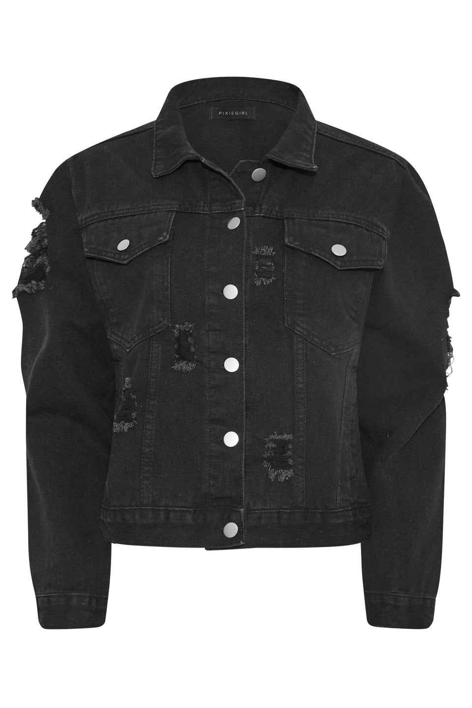 PixieGirl Petite Black Distressed Denim Jacket