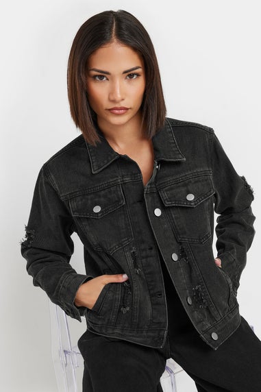 PixieGirl Petite Black Distressed Denim Jacket
