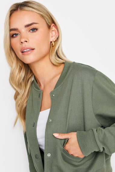 PixieGirl Petite Khaki Green Jersey Bomber Jacket