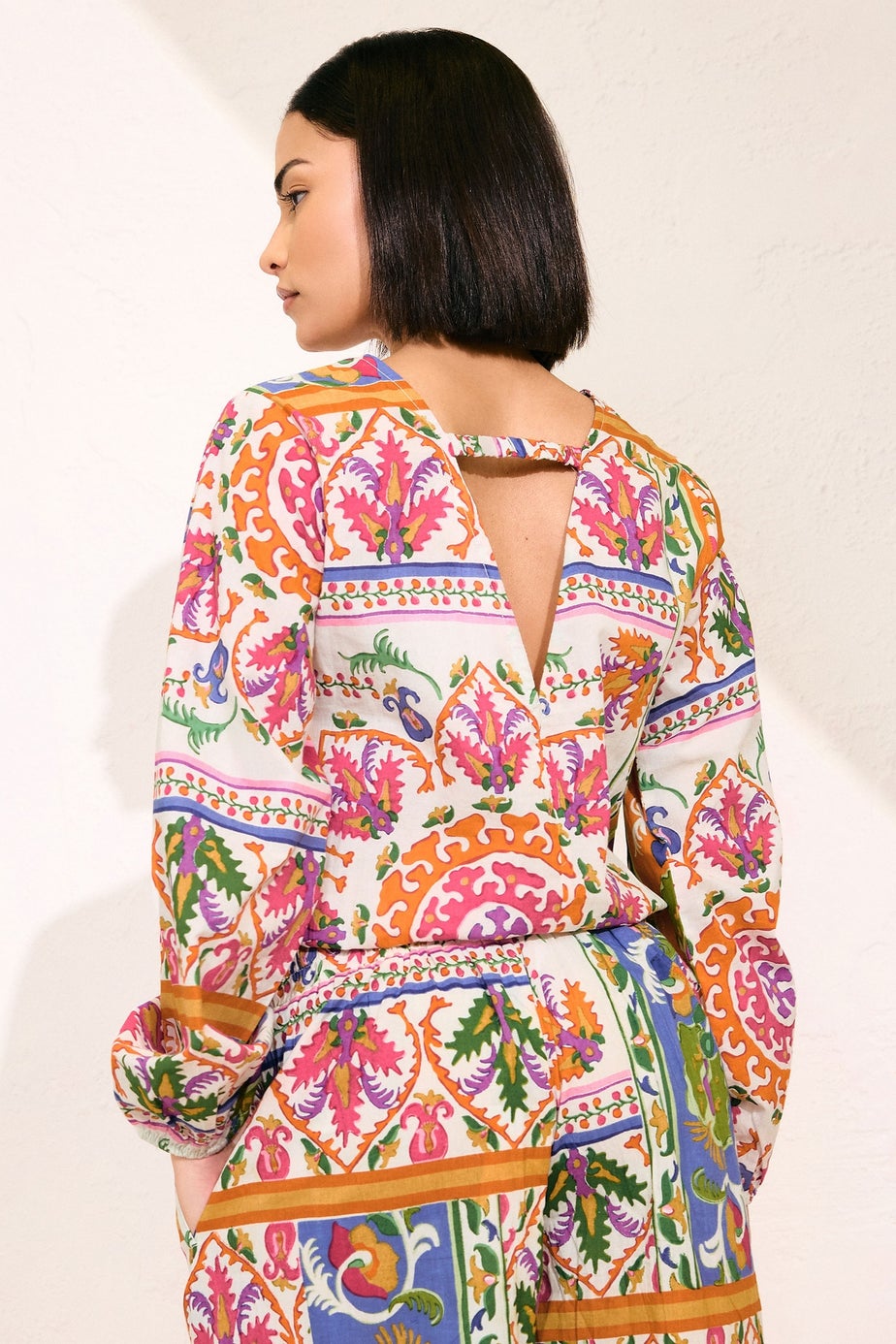 Pixiegirl Multi Coloured Abstract Tile Print Tie Top