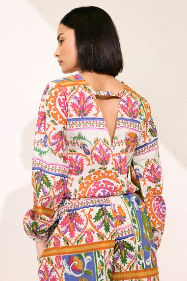 Pixiegirl Multi Coloured Abstract Tile Print Tie Top