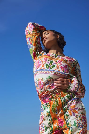 Pixiegirl Multi Coloured Abstract Tile Print Tie Top