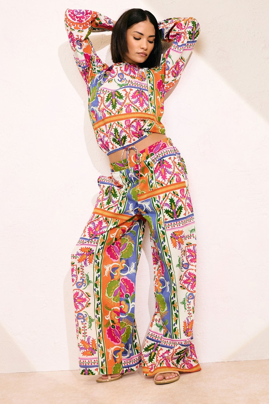 Pixiegirl Multi Coloured Abstract Tile Print Tie Top