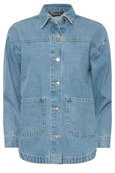 PixieGirl Petite Light Blue Denim Shacket