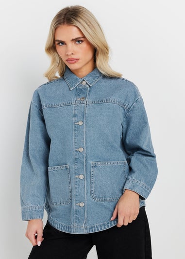 PixieGirl Petite Light Blue Denim Shacket