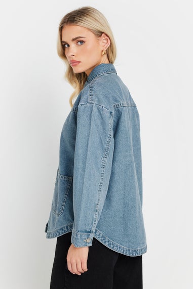 PixieGirl Petite Light Blue Denim Shacket
