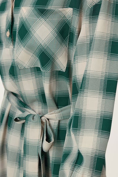 PixieGirl Petite Green Check Print Shirt Dress