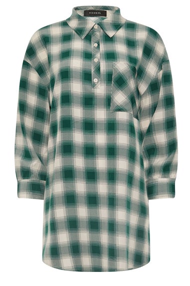 PixieGirl Petite Green Check Print Shirt Dress