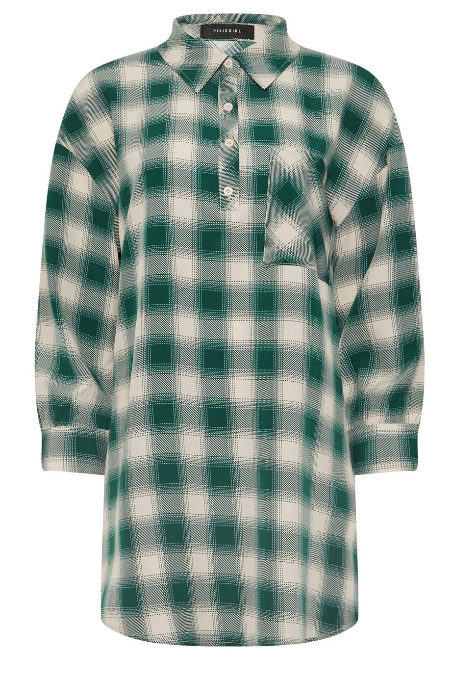 PixieGirl Petite Green Check Print Shirt Dress