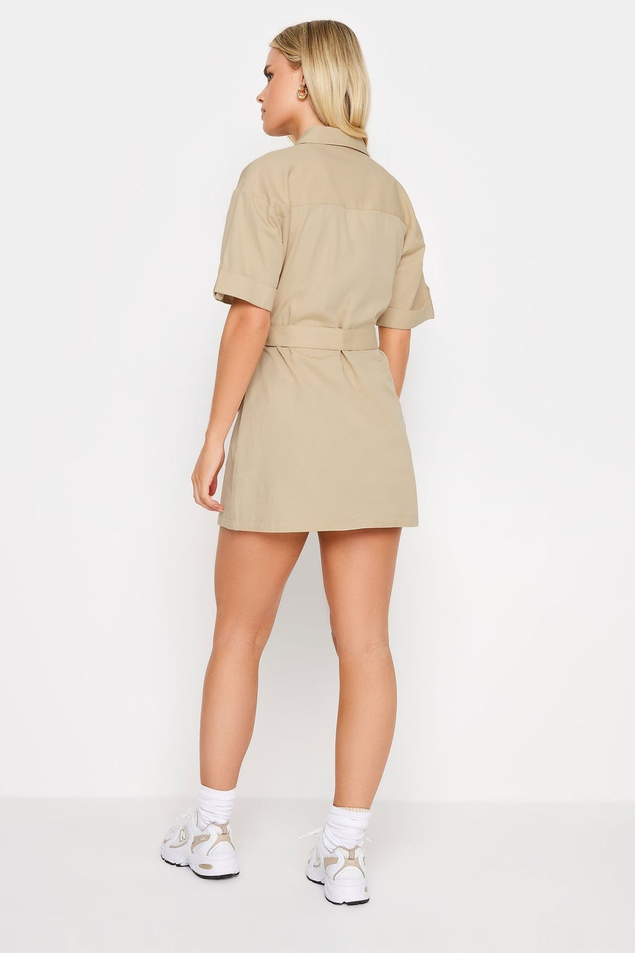 PixieGirl Petite Beige Brown Utility Mini Dress
