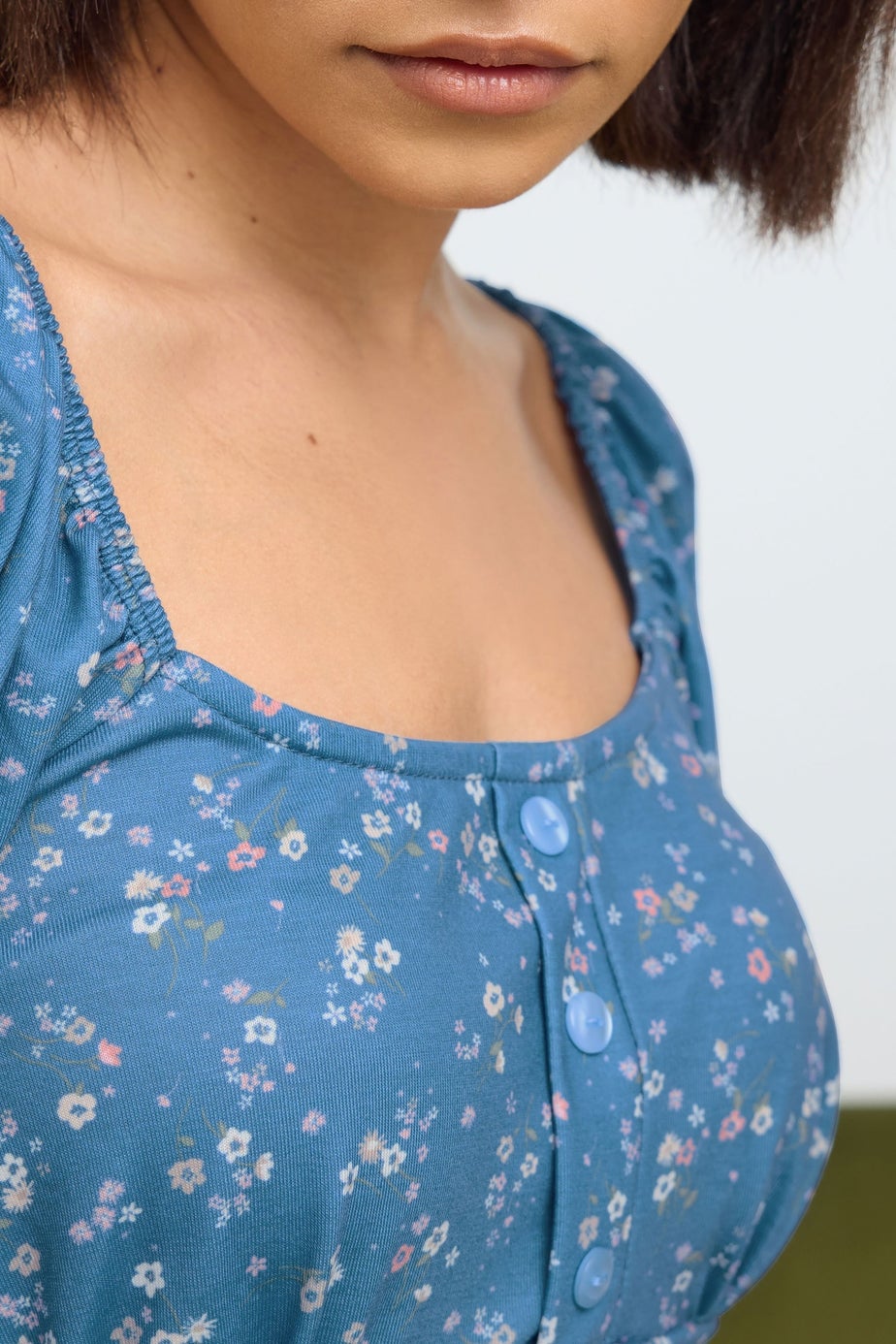 PixieGirl Petite Blue Ditsy Floral Print Mini Dress