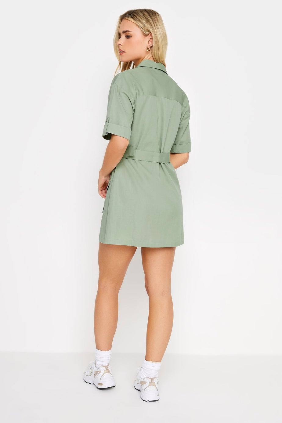 PixieGirl Petite Khaki Green Utility Mini Dress