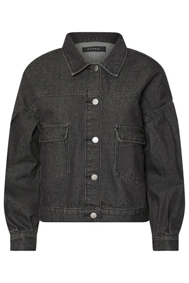 PixieGirl Petite Black Denim Balloon Sleeve Jacket