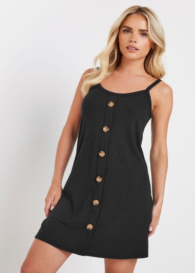 PixieGirl Petite Black Button Front Sleeveless Dress