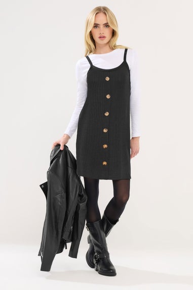 PixieGirl Petite Black Button Front Sleeveless Dress