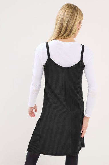 PixieGirl Petite Black Button Front Sleeveless Dress